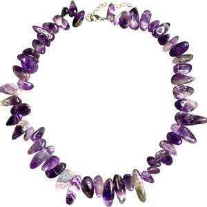 Artisan Chevron Amethyst Points Beaded Necklace 16 Inches